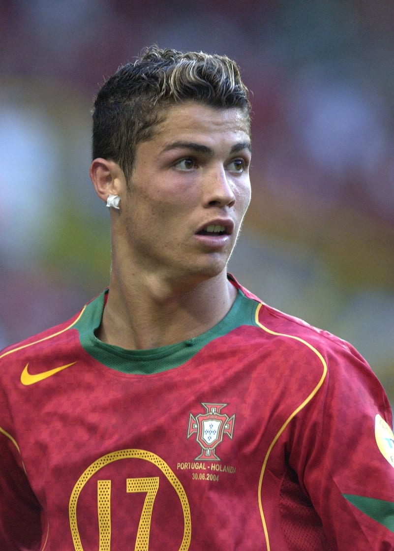 A teenage Cristiano Ronaldo in the number 17 Portugal shirt at UEFA Euro 2004