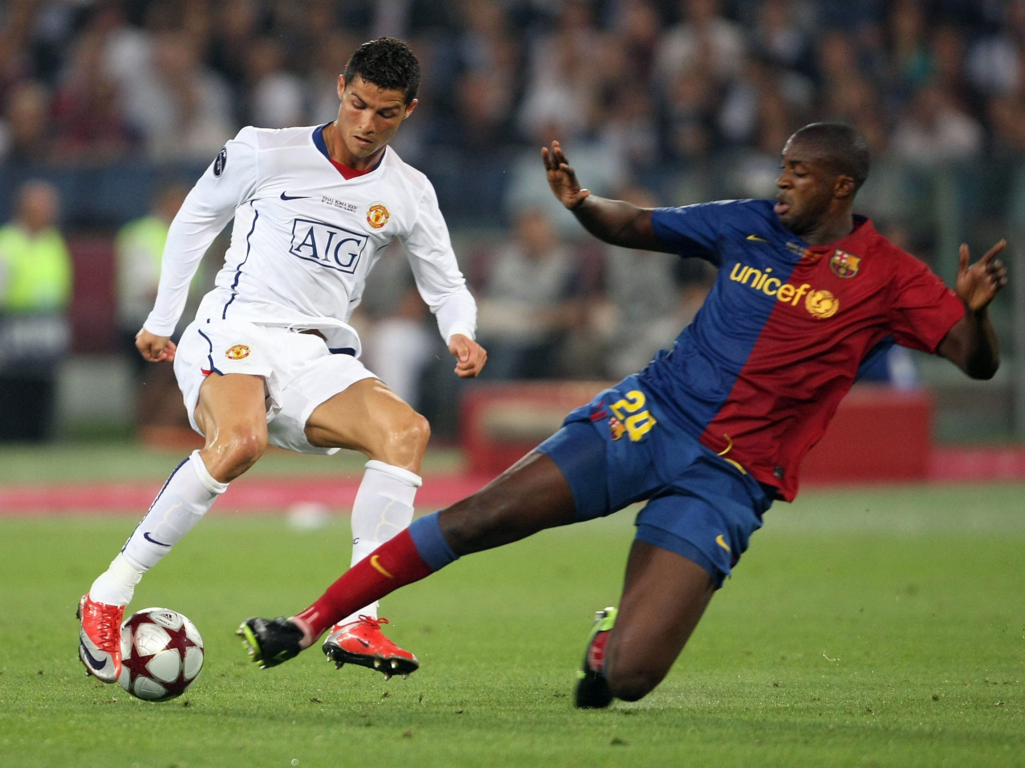 Cristiano Ronaldo for Manchester United against Barcelona in the 2009 UEFA Champions League final in Rome